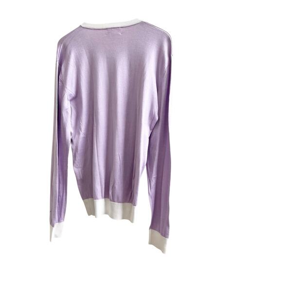 Vicomte Arthur Paris Pastel Colorblock Sweater Purple Size Medium Pima Cotton - Picture 2 of 8